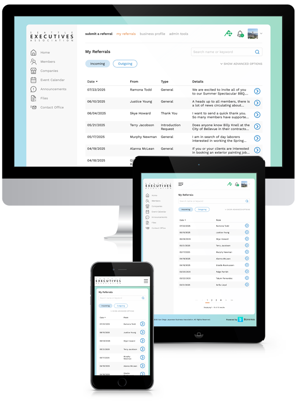 Biznomos mobile referral interface